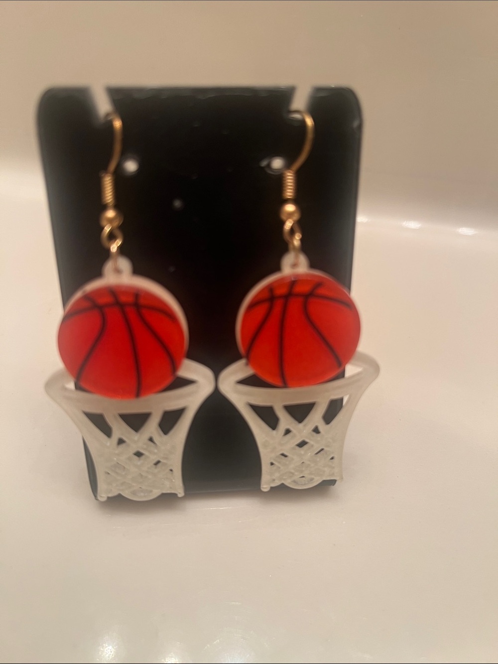 Source Unknown Orange Basketball Hoop Dangle Earrings